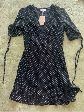 RIHOAS NWT Black and White Polka Dot Mini Dress
